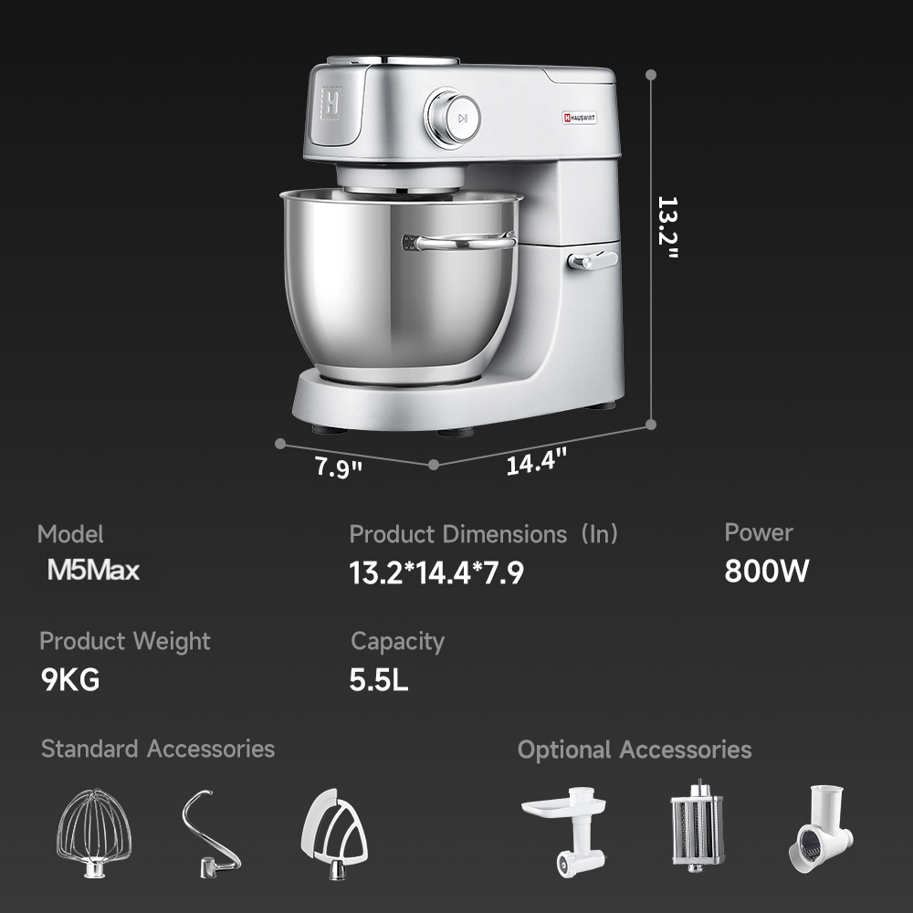 Hauswirt M5 Max 5.5L Stand Mixer for Effortless Home Baking