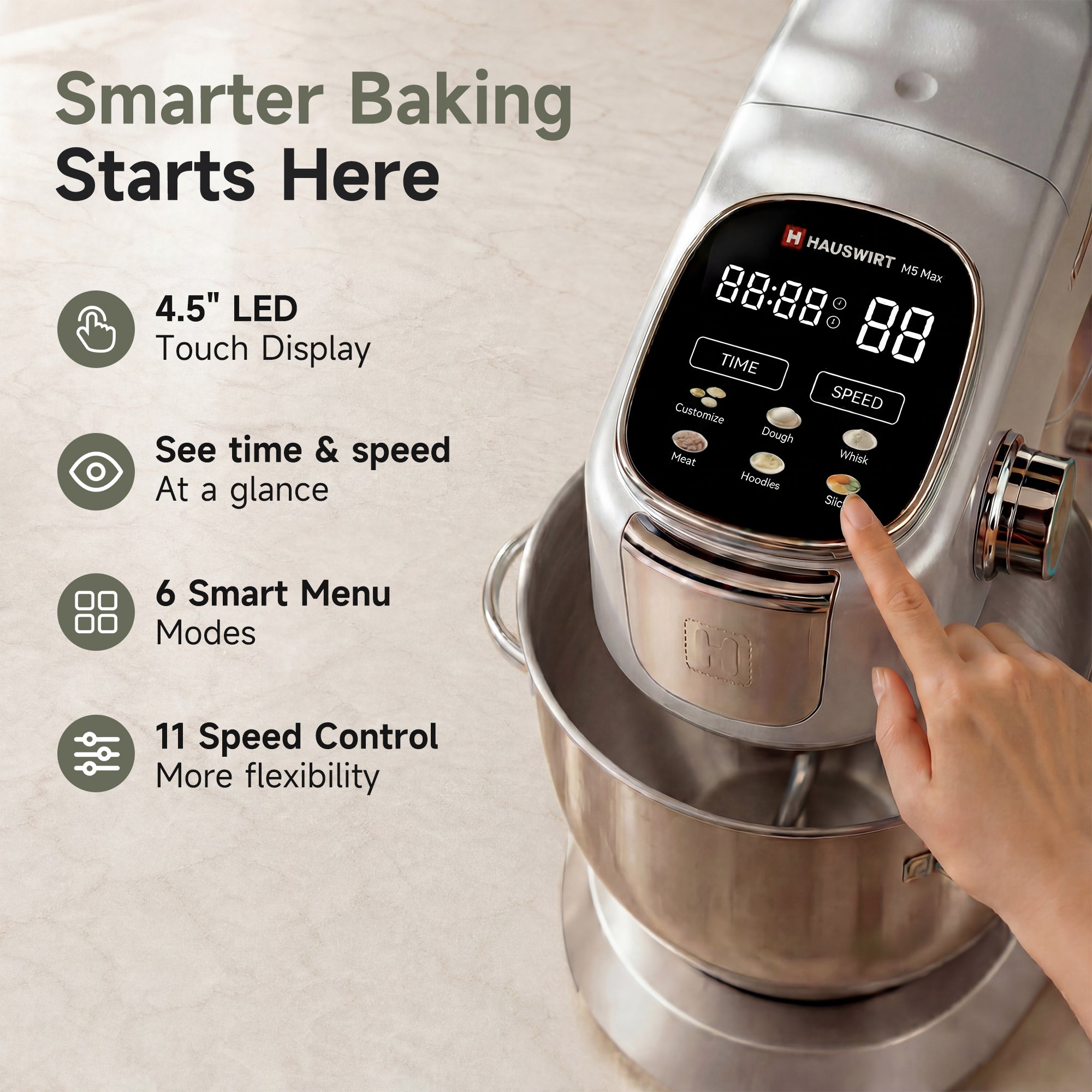 Hauswirt M5 Max 6QT Stand Mixer for Effortless Home Baking